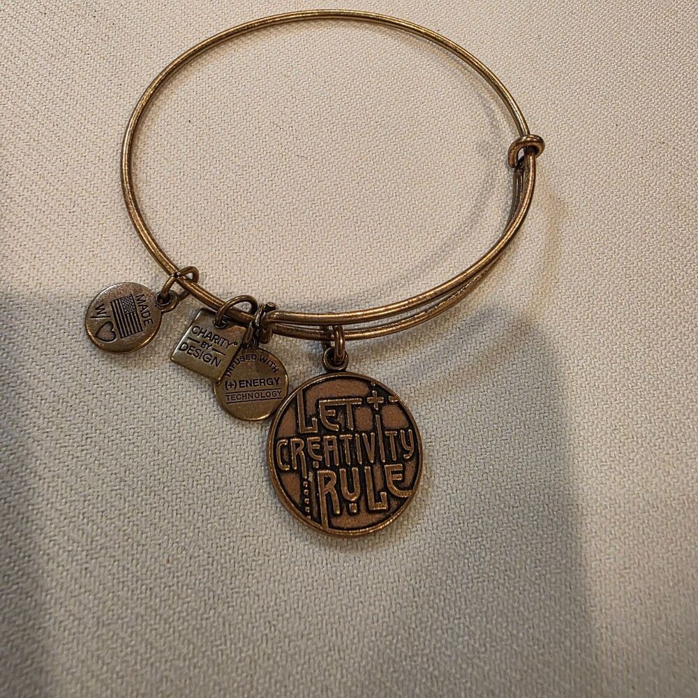 Retired Alex and Ani Let Creativity Rule Charity By Design Bangle Bracelet Gold